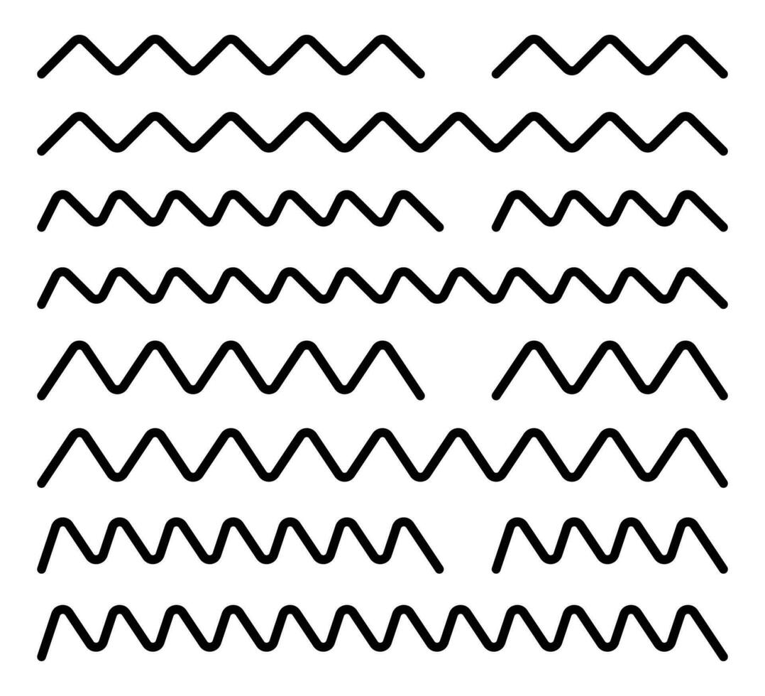 zig zag vektor uppsättning, dudle linje mönster design för gräns.