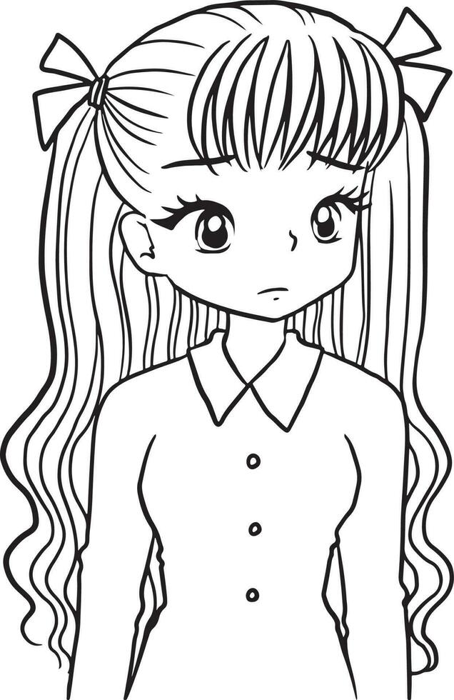 prinsessa tecknad serie klotter söt anime färg sida söt illustration teckning klämma konst karaktär chibi manga komisk vektor