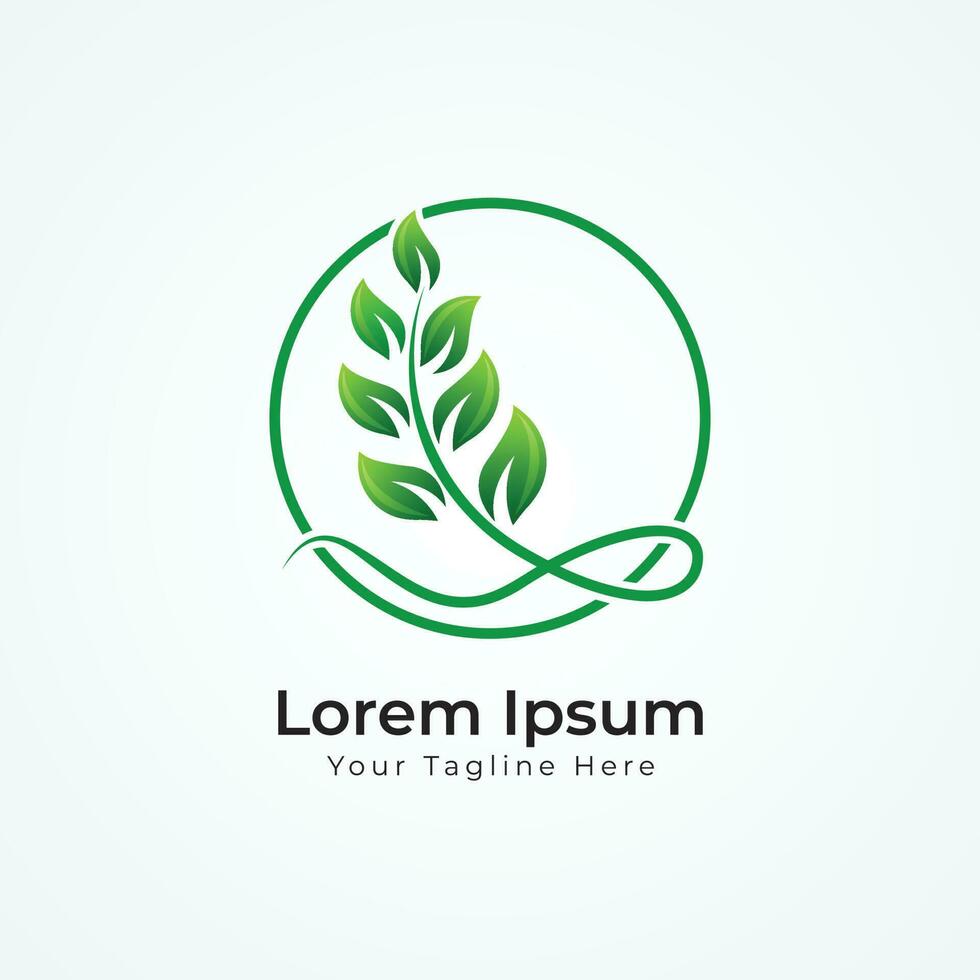 Blatt Grün wachsen Öko kreativ Logo mit Baum Vektor Design.