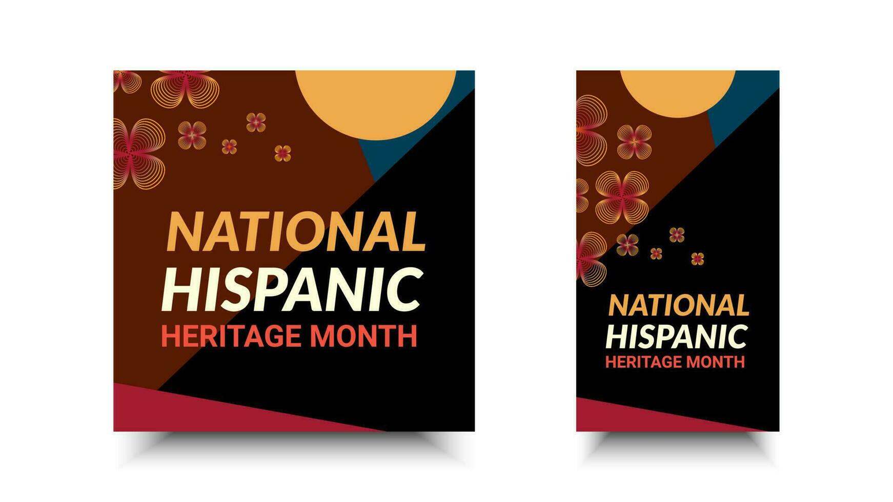 nationell latinamerikan arv månad. abstrakt blommig prydnad social media design vektor