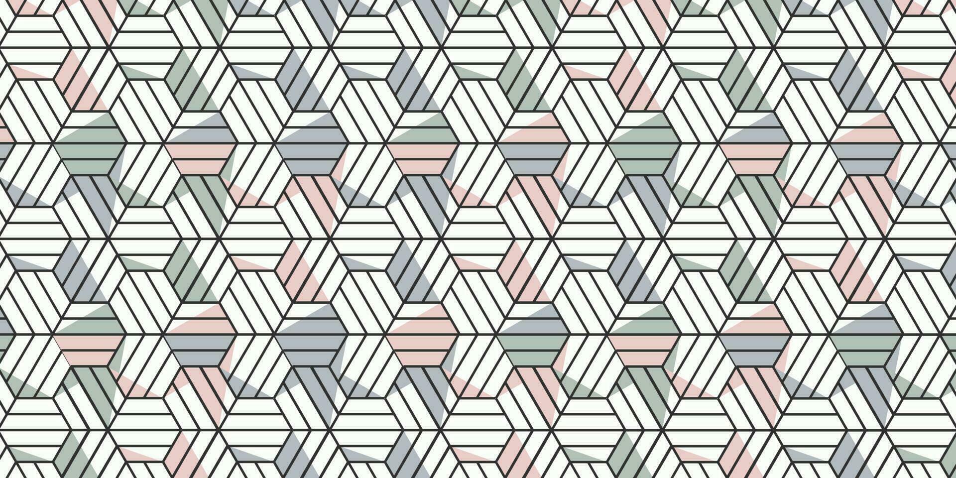 Vektor süß geometrisch Muster mit Pastell- Farben Polygone auf Weiß Hintergrund. modern Hexagon Fliese abstrakt Hintergrund. modisch Bienenwabe Formen Mosaik Vorlage