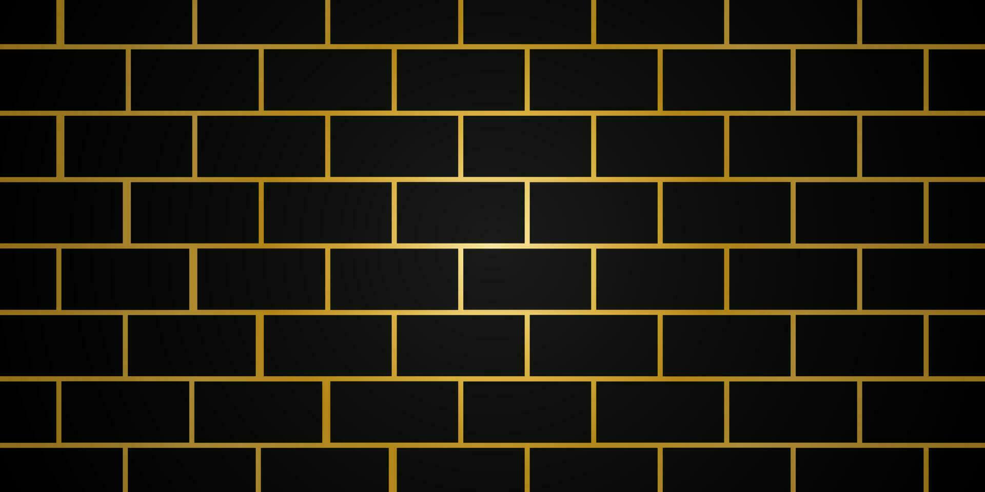 Gold und schwarz Farben Ziegel Mauer Hintergrund. abstrakt Linie geometrisch Hintergrund. minimal Design Stil. Stein Mauer Textur Hintergrund. futuristisch Kunst vektor