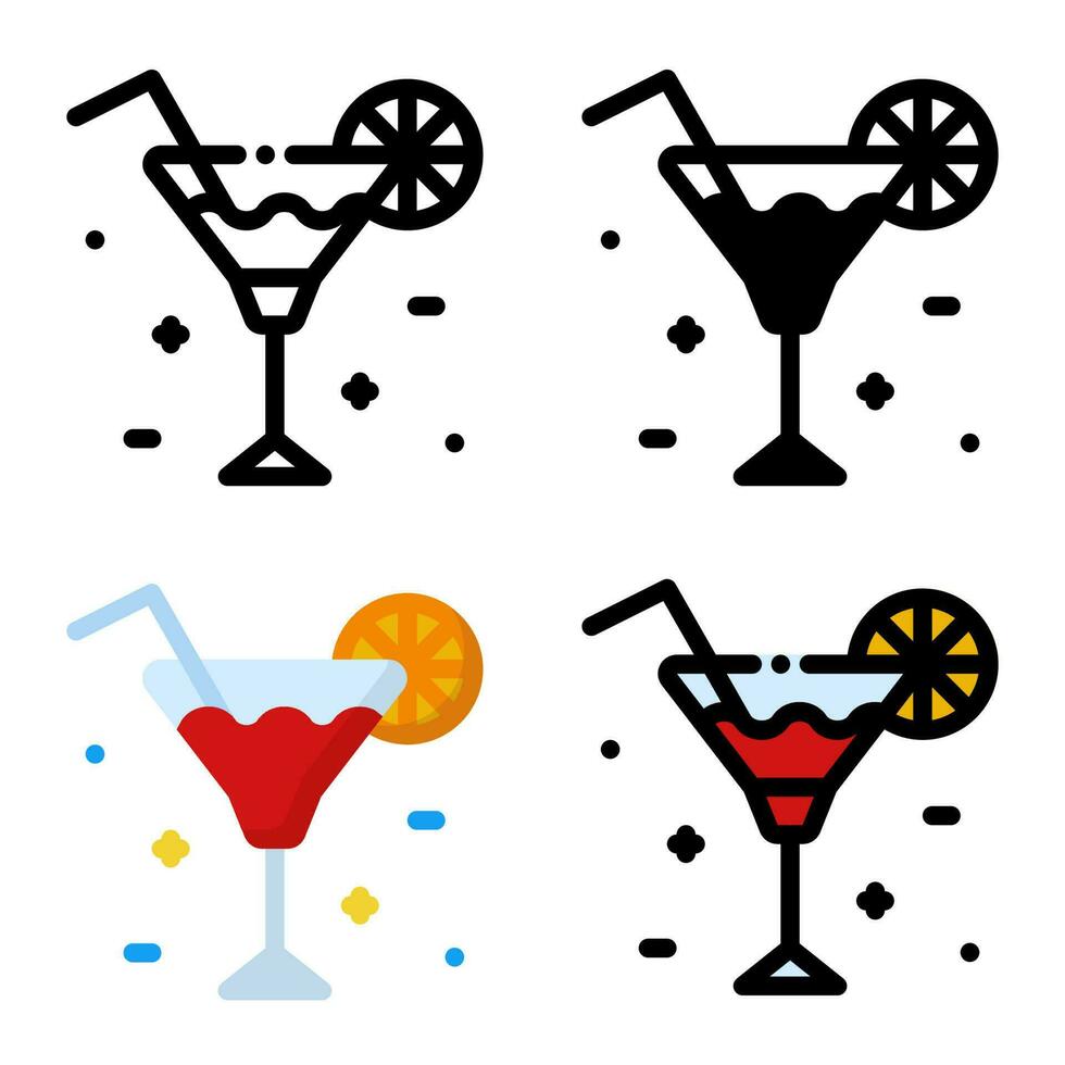 Cocktail Symbol Satz. bunt Karikatur Cocktail Symbol. Cocktail Glas mit Zitrone Scheibe. Cocktail Logo. Vektor Illustration