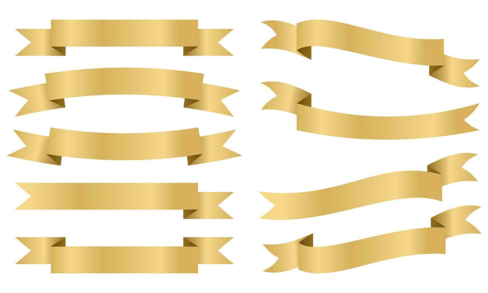 golden Bänder und Etiketten Sammlung. Bänder Sammlung. Banner Symbol Satz. Vektor Illustration