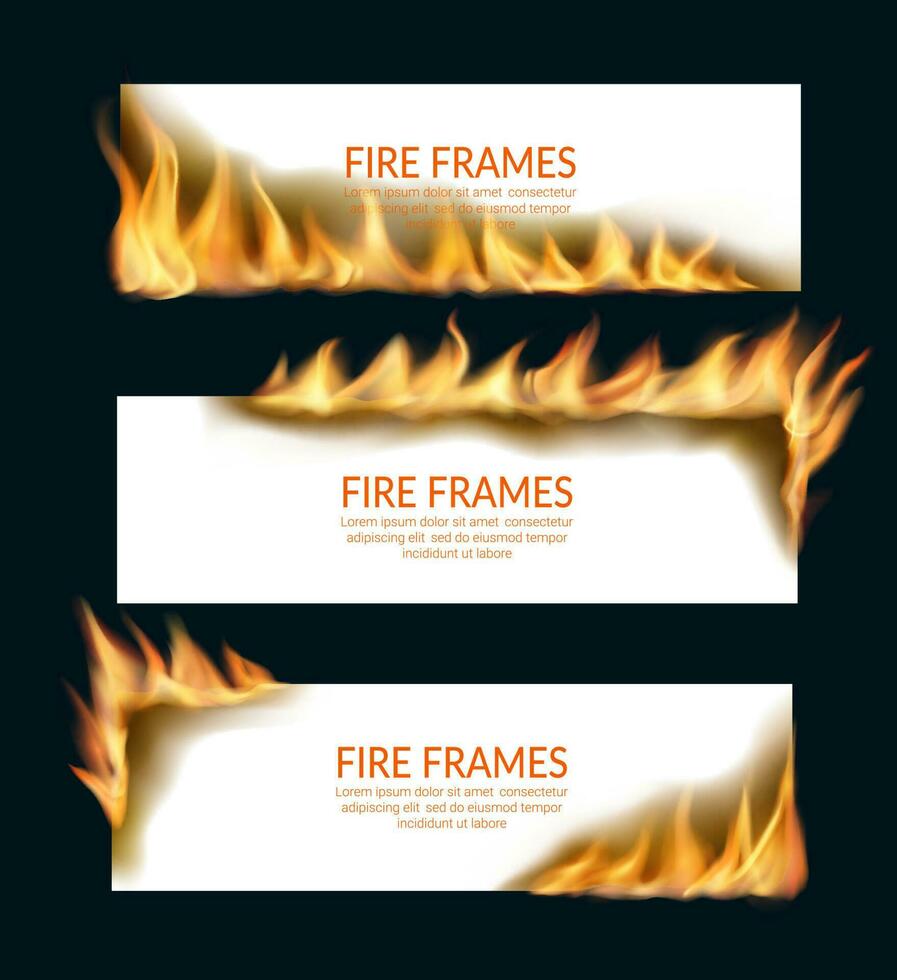 brinnande papper banderoller med brand lågor eller sidor vektor