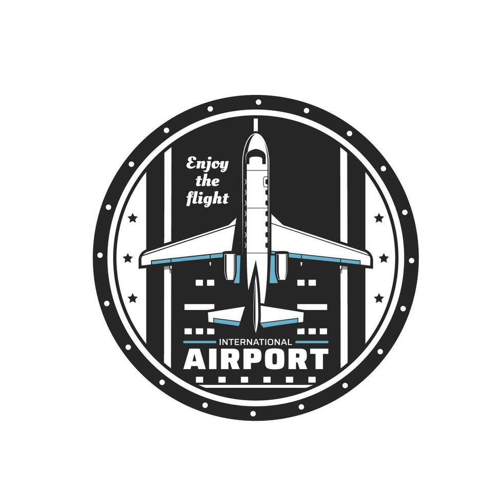 Flughafen und Flugzeug Symbol von Flugzeug und Luftfahrt vektor