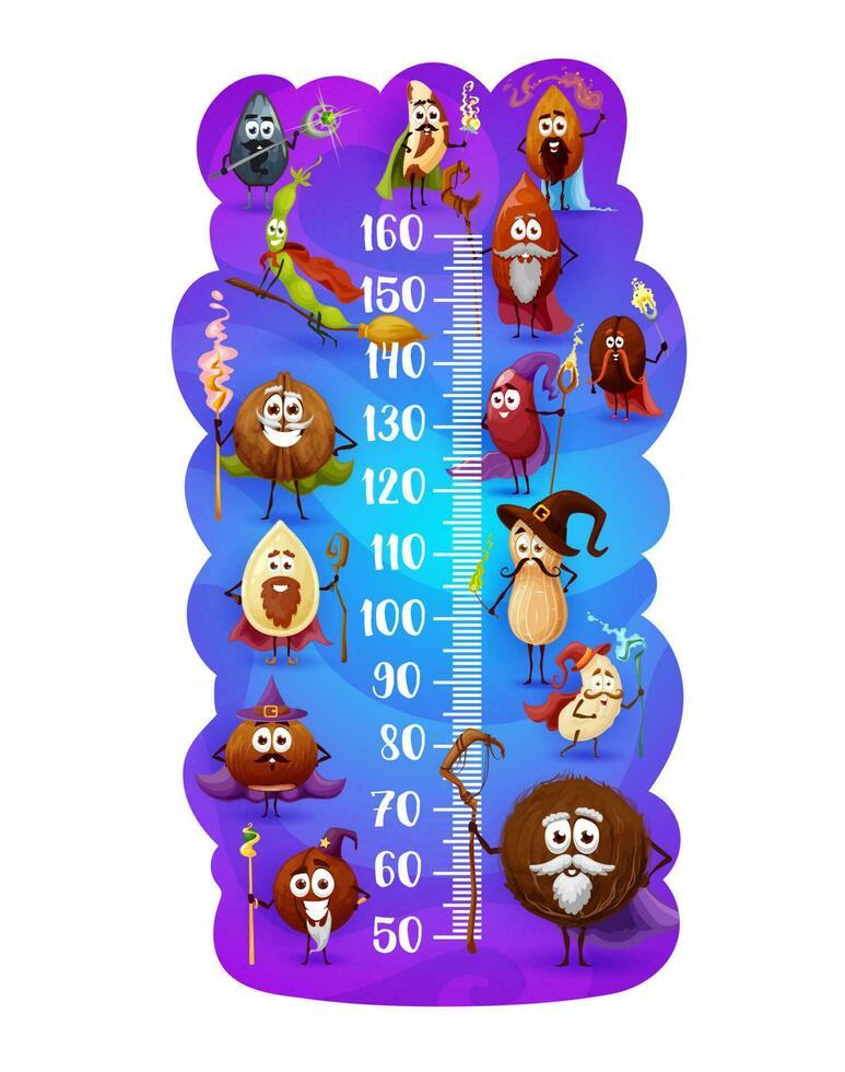 barn höjd Diagram med trollkarl och trollkarlar nötter vektor