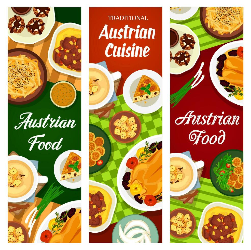 österrikiska mat restaurang meny maträtter vektor baner