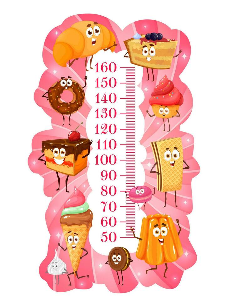 Kinder Höhe Diagramm, Süss Dessert Kuchen und Gebäck vektor