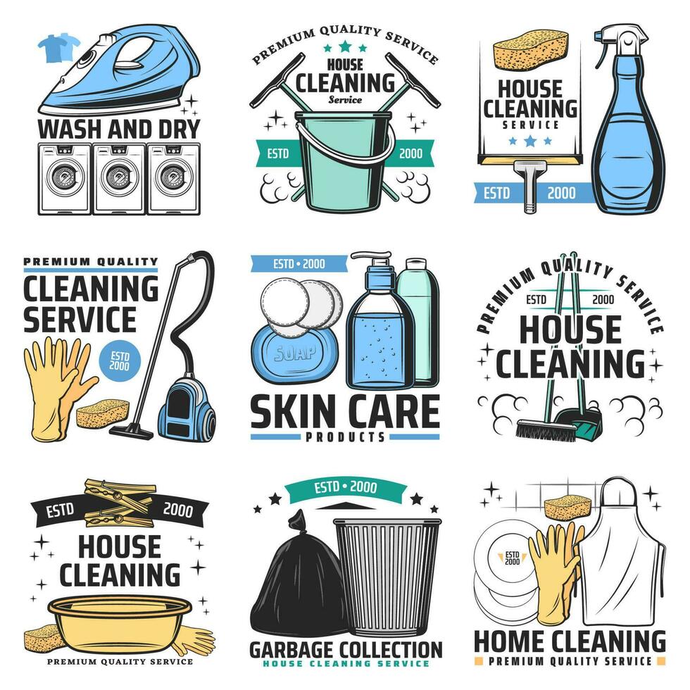 Haus Reinigung und Hygiene Vektor Symbole