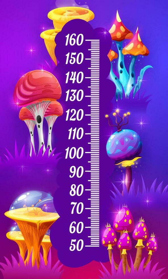 Kinder Höhe Diagramm Fantastisch Karikatur Magie Pilz vektor