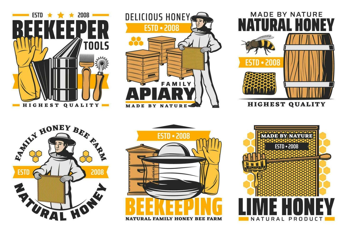 naturlig organisk honung, biodling bigård bruka vektor