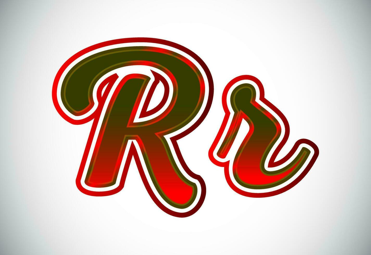 engelsk övre och lägre fall brev r. grafisk alfabet symbol för företags- företag identitet vektor