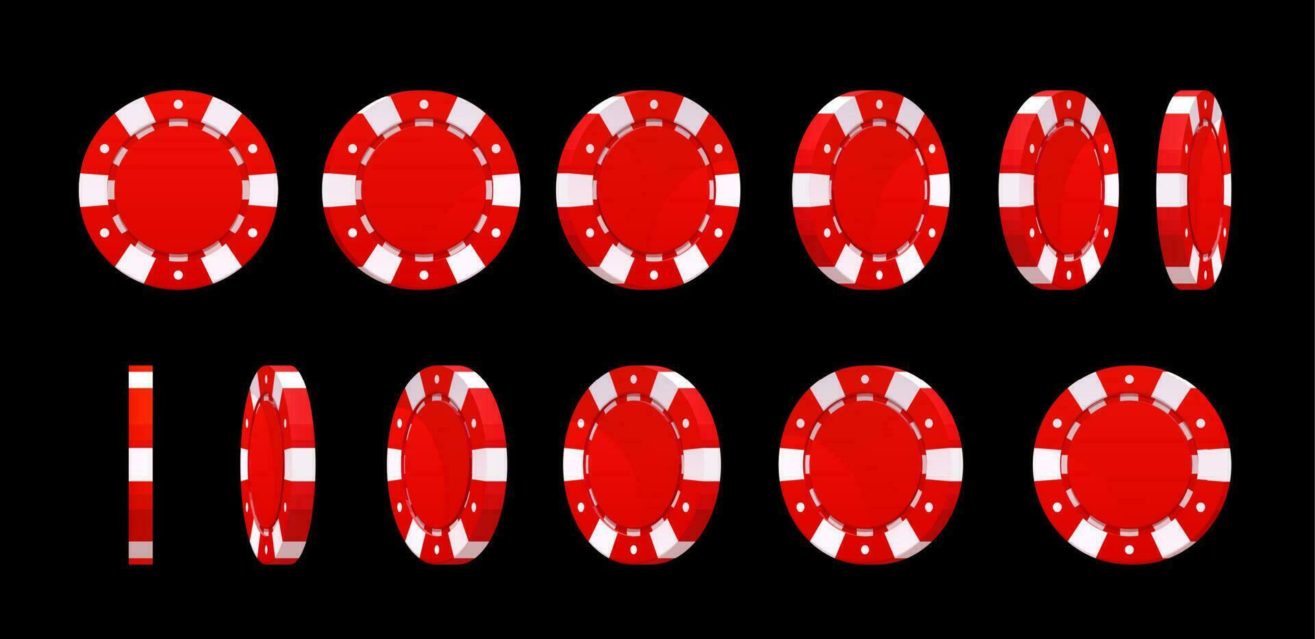 Kasino Poker rot Chips Drehung Animation vektor