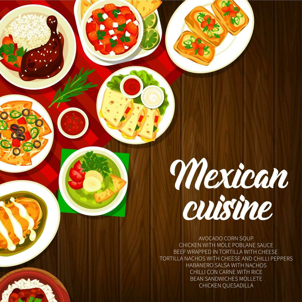 Mexikaner Küche Restaurant Geschirr Vektor Banner