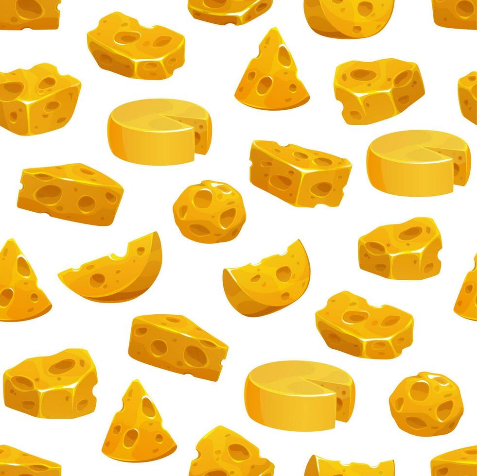 tecknad serie Cheddarost swiss ost sömlös mönster vektor