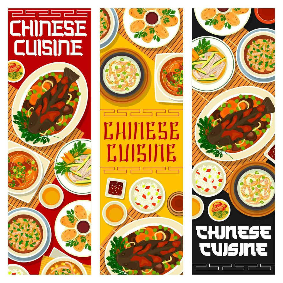 Chinesisch Küche Banner, asiatisch Essen, China Geschirr vektor