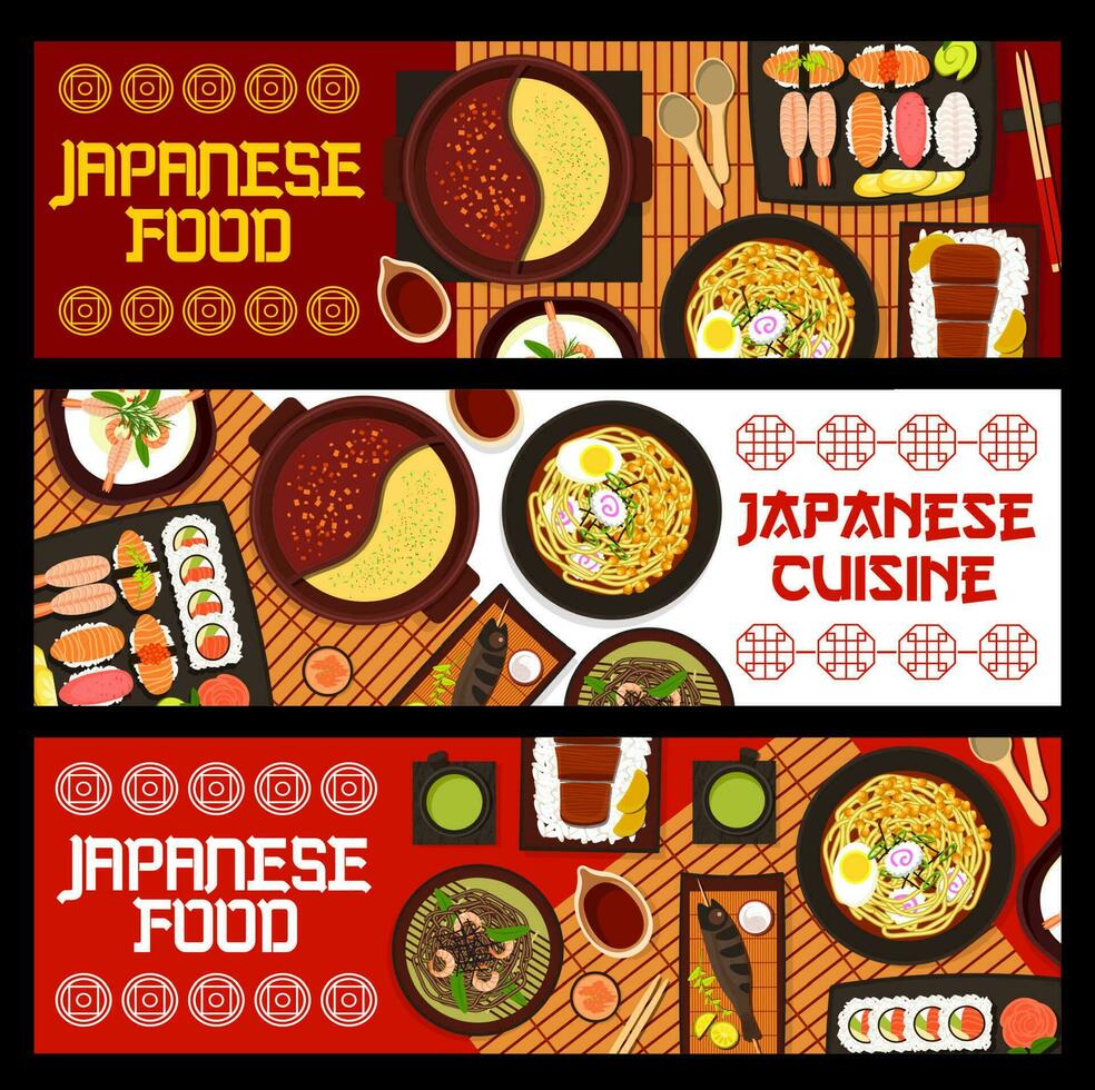 japanisch Essen Japan Küche Karikatur Vektor Banner