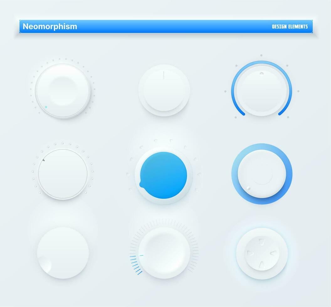 neomorf ui utrustning mobil app runda nivå knappar vektor