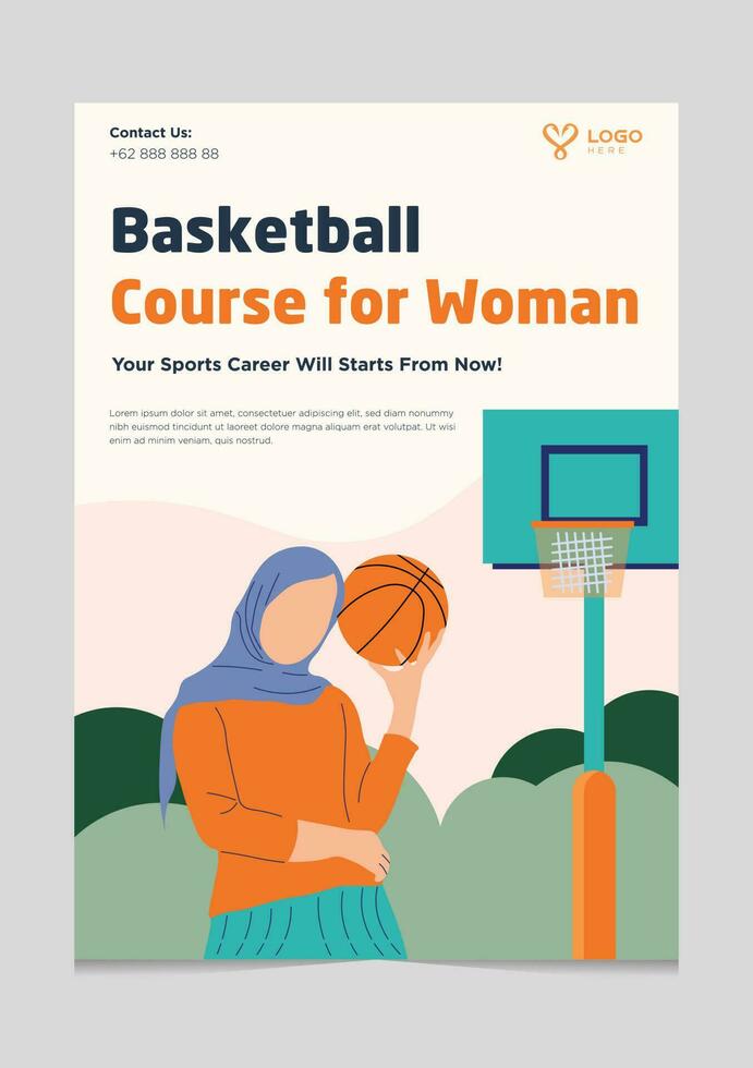basketboll kurs för kvinnor broschyr mall vektor