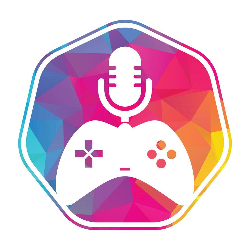 gamepad och podcast logotyp design mall. vektor