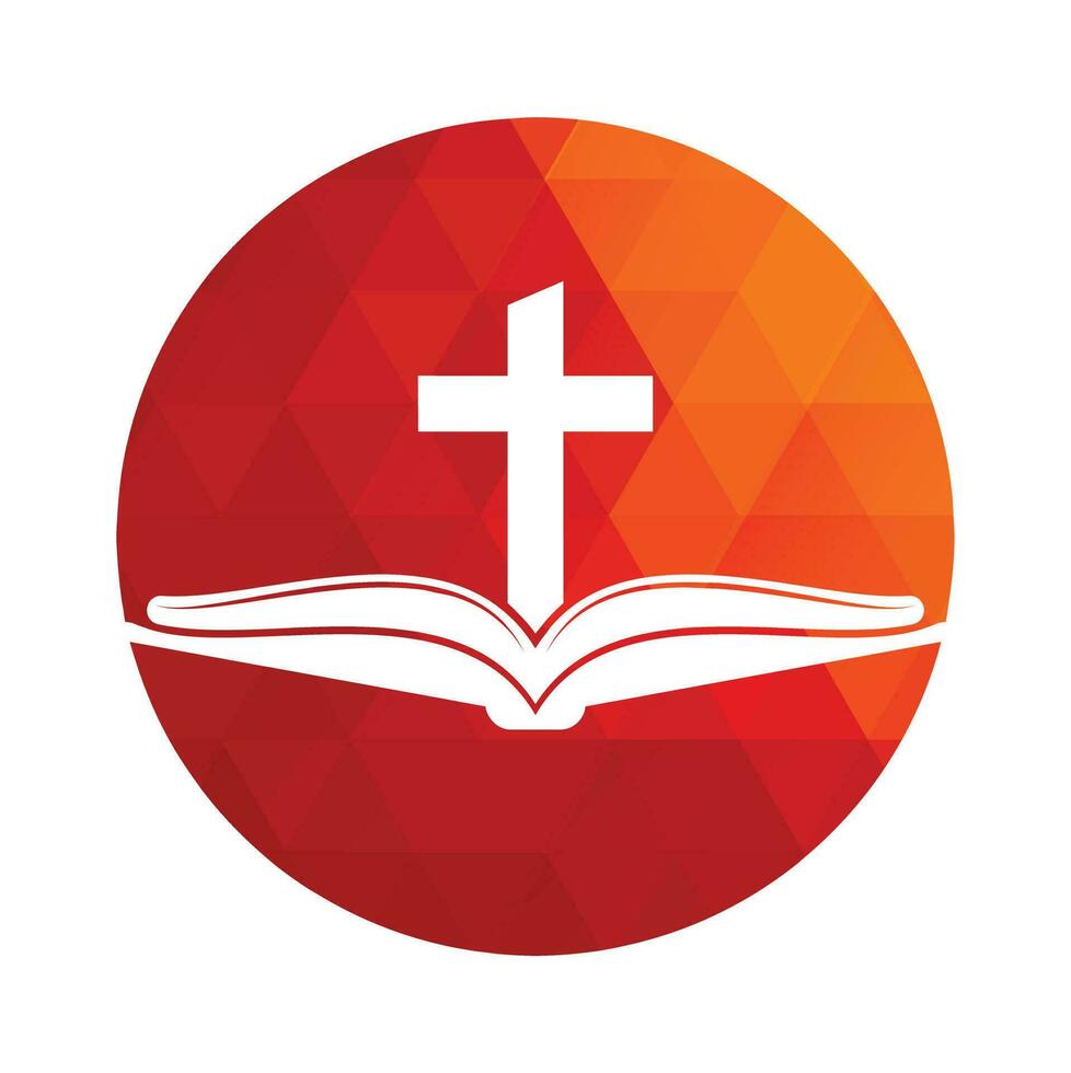 Buch Kirche Logo Design Symbol. Bibel Kirche Logo Design Vektor. Kreuz und heilig Bibel Logo. vektor
