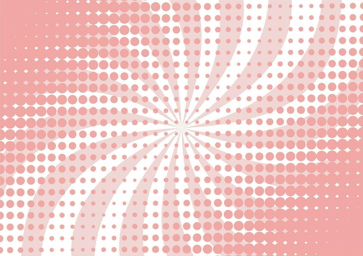 Halbton Punkte mit wellig Strahlen auf abstrakt Rosa und Weiß Hintergrund. Comic Pop Kunst Stil mit Sunburst Strahlen. vektor