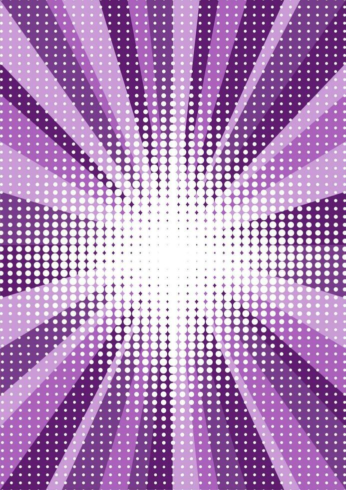 Vektor Pop Kunst Hintergrund im ein Trend violett Farbe mit radial Linien und Punkte