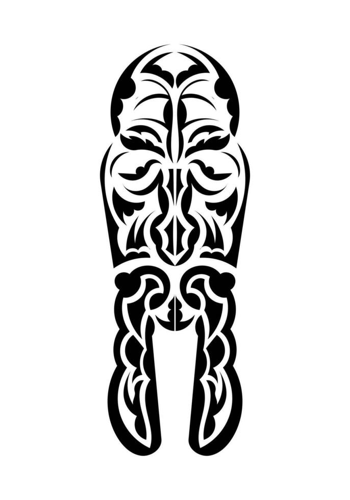 Maori Stil Gesicht. schwarz tätowieren Muster. isoliert auf Weiß Hintergrund. Vektor Illustration.