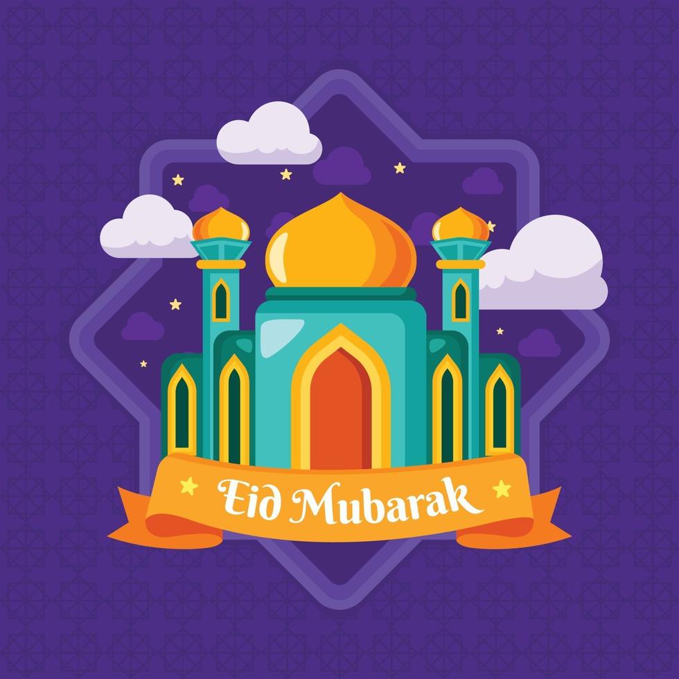 eid mubarak moské bakgrund vektor