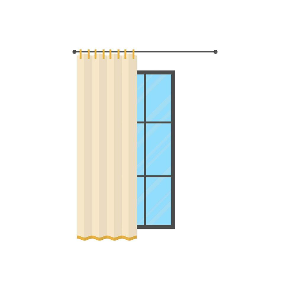 Fenster mit Weiß Vorhang. isoliert. eben Stil. vektor