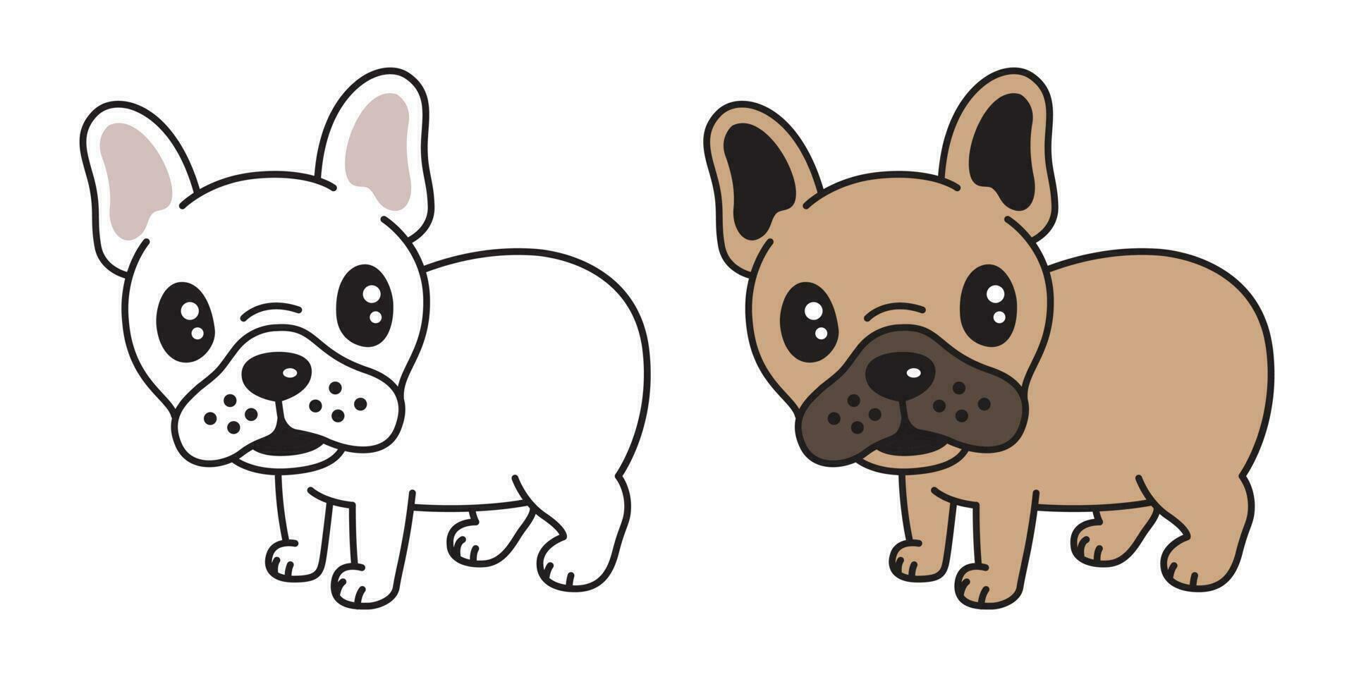 Hund Vektor Symbol Logo Französisch Bulldogge Mops Karikatur Charakter Illustration Gekritzel