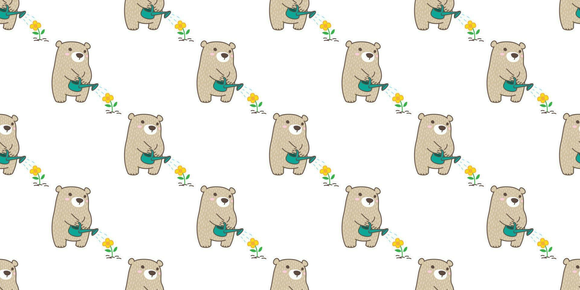 Bär nahtlos Muster Vektor Polar- Bär Karikatur Panda Kaktus Blume Teddy isoliert Fliese Hintergrund wiederholen Hintergrund