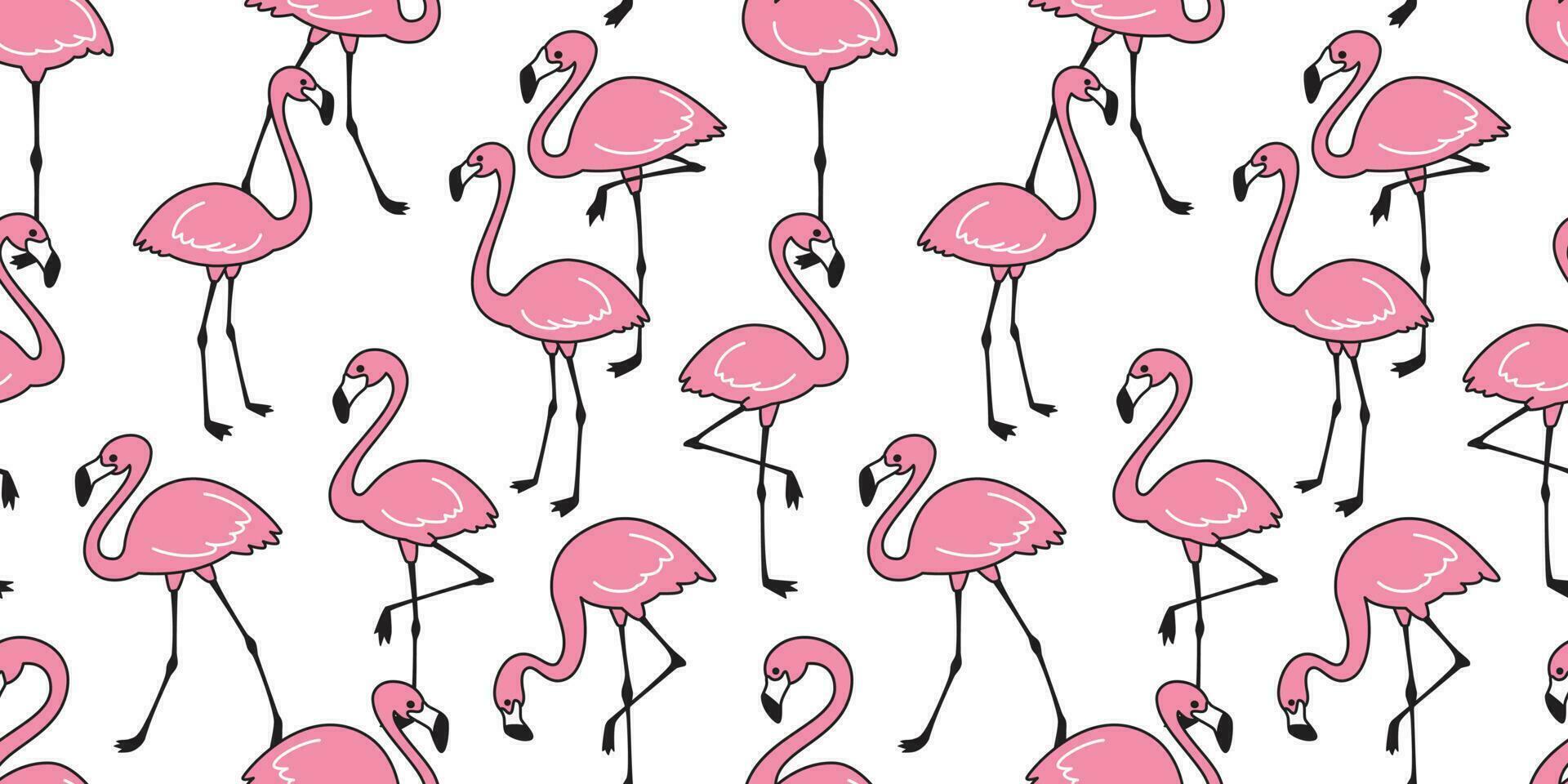flamingo sömlös mönster vektor rosa flamingos exotisk fågel tropisk scarf isolerat bricka bakgrund upprepa tapet tecknad serie illustration klotter