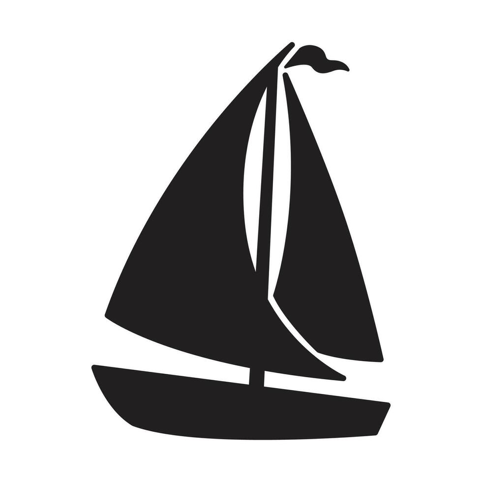 båt vektor logotyp ikon segla segelbåt Yacht fartyg ankare roder havs nautisk illustration