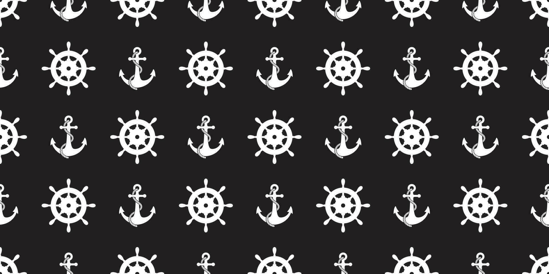 Helm Anker nahtlos Muster Vektor maritim nautisch isoliert Meer Ozean Boot Hintergrund Hintergrund schwarz