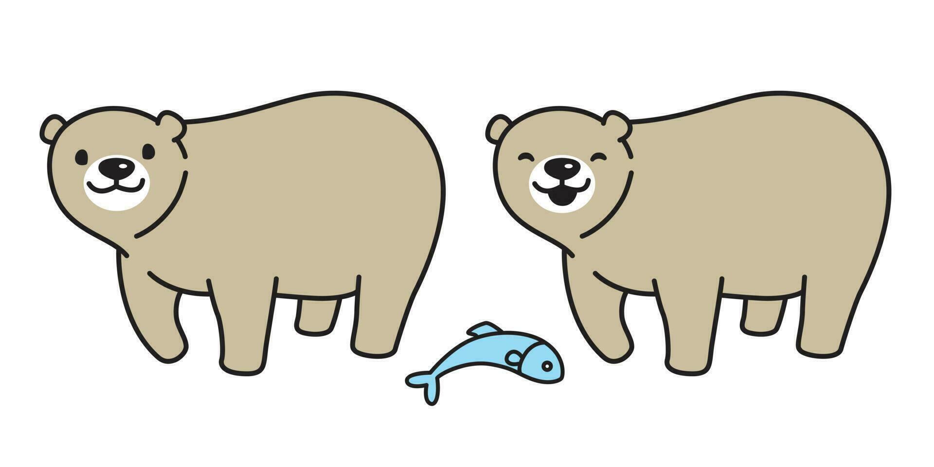 Bär Vektor Polar- Bär Logo Symbol Charakter Karikatur Illustration Lachs Fisch Gekritzel braun