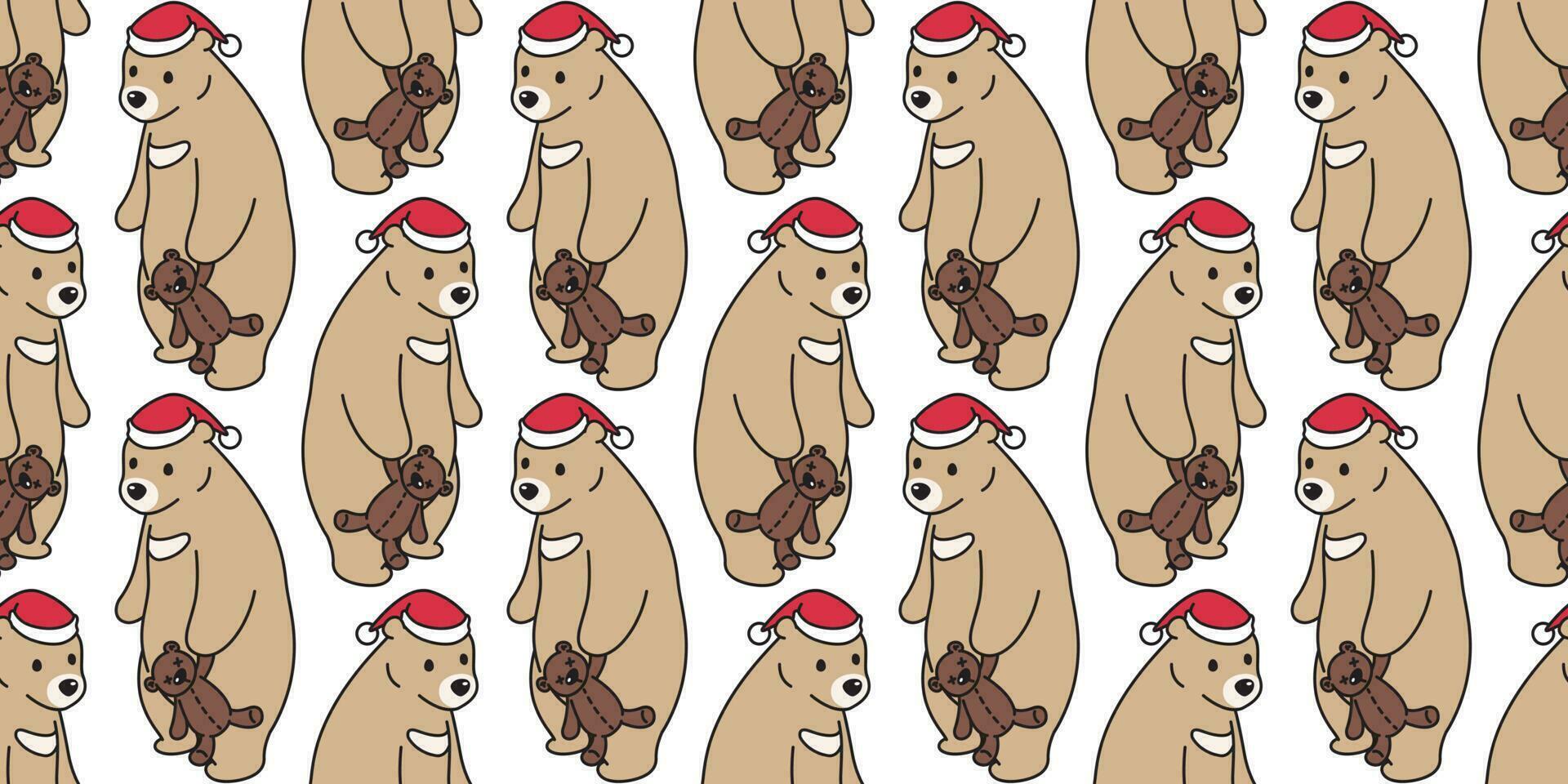 Bär nahtlos Muster Polar- Bär Vektor Weihnachten Santa claus Fliese Hintergrund Teddy Pyjama Illustration Karikatur wiederholen Hintergrund Schal isoliert