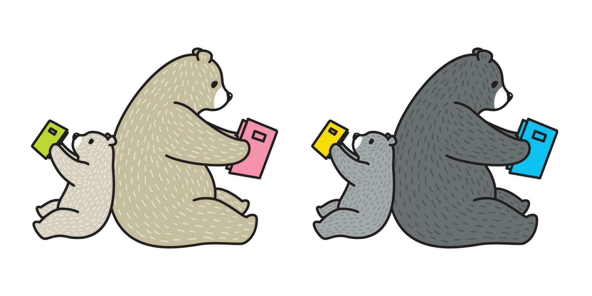 Bär Vektor Polar- Bär Illustration lesen Buch Charakter Karikatur Gekritzel Symbol Logo