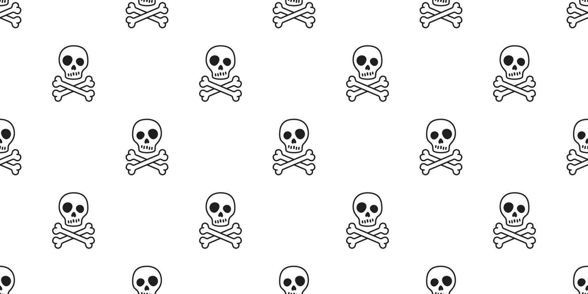 Pirat Schädel nahtlos Muster Vektor Halloween gekreuzte Knochen Knochen Geist vergiften Fliese Hintergrund Schal isoliert wiederholen Hintergrund