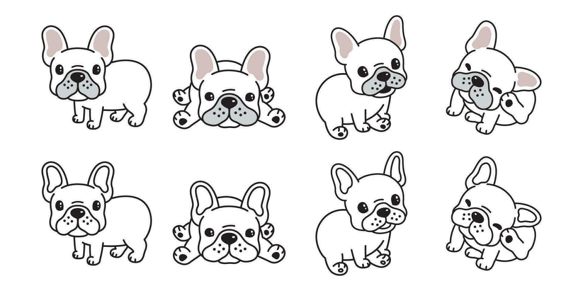 Hund Vektor Französisch Bulldogge Logo Symbol Karikatur Charakter Illustration Symbol Weiß