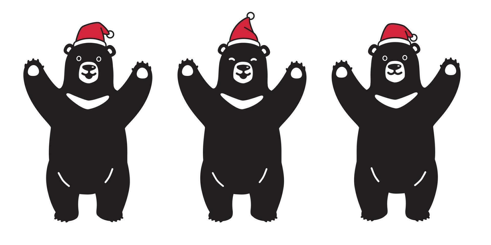 Bär Vektor Polar- Bär Weihnachten Santa claus Weihnachten Schal Karikatur Charakter Symbol Logo Illustration Symbol Grafik schwarz