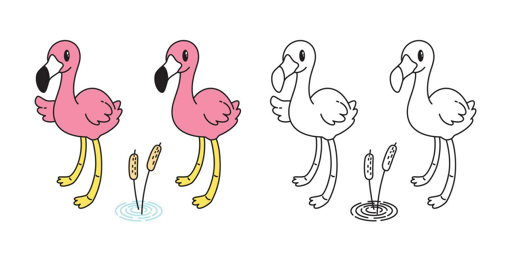 Rosa Flamingo Vektor einstellen Karikatur Symbol Charakter Logo Flamingos Sammlung Illustration süß Tier exotisch Vogel tropisch Fauna
