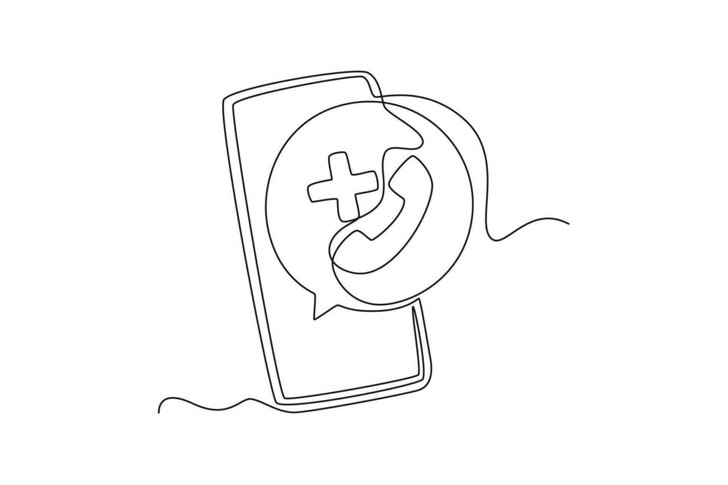 Single einer Linie Zeichnung SOS Notfall Anruf im das Smartphone. SOS Konzept. kontinuierlich Linie zeichnen Design Grafik Vektor Illustration.