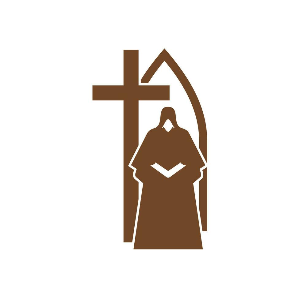 Christentum Religion Vektor Symbol Mönch beten