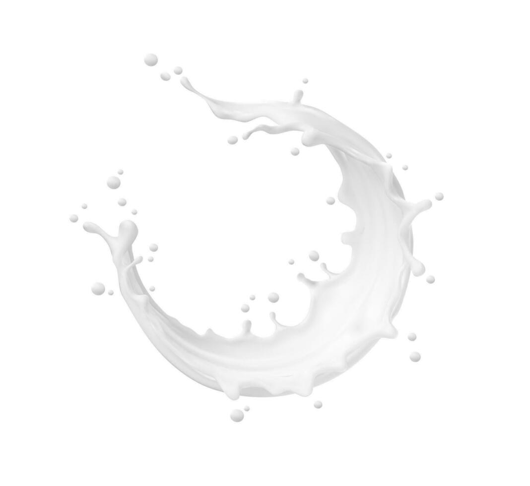 mjölk runda virvla runt ram stänk med stänka ner droppar vektor