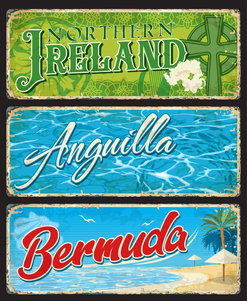 Irland, Anguilla, Bermudas britisch Regionen Platten vektor