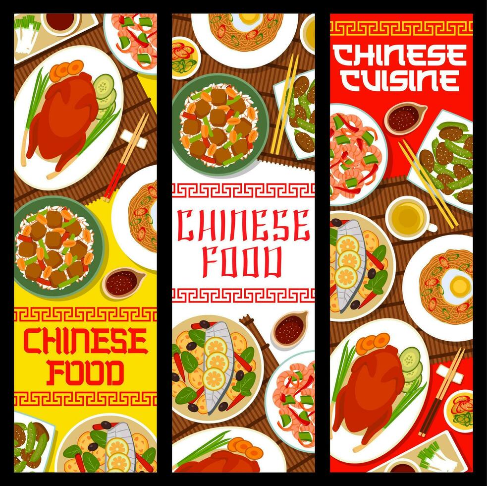 kinesisk kök, Kina maträtter vektor banderoller uppsättning