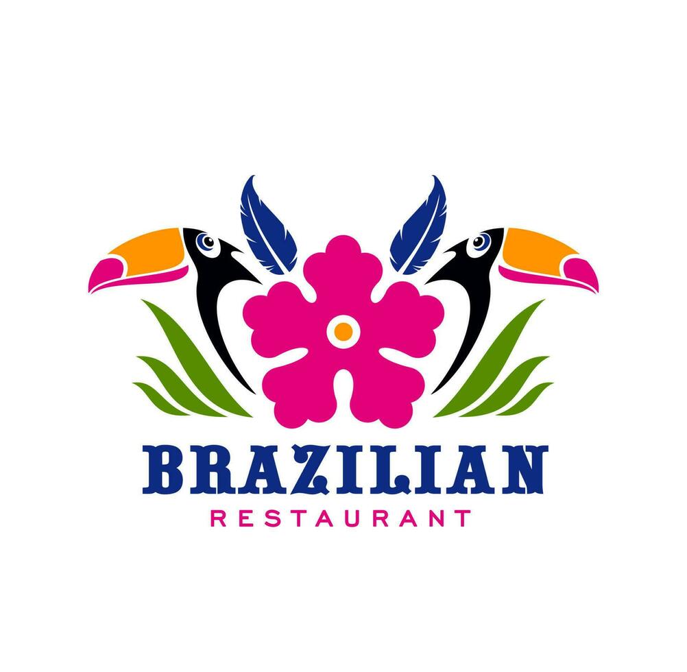 Brasilianer Küche Restaurant Symbol, Tukane Paar vektor