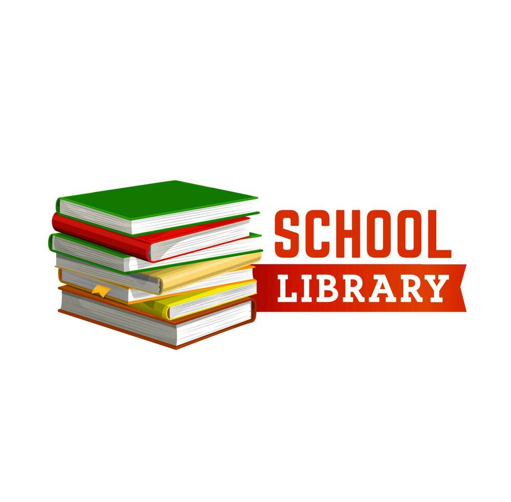 Schule Bibliothek Symbol mit Stapel von Bücher, Bildung vektor